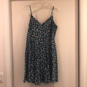 Blue floral print dress